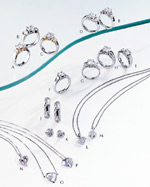 exquisite jewelry designs in platinum, gold and diamonds